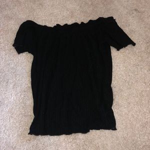 worn once ribbed black off the shoulder crop